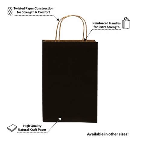 Prime Line Packaging Black Kraft Paper Bags With Twist Handles Retail T Bags 100pk 6x3x9