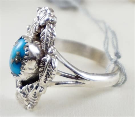 Item 915Z Women S Navajo Morenci Turquoise Foliage Sterling Silver