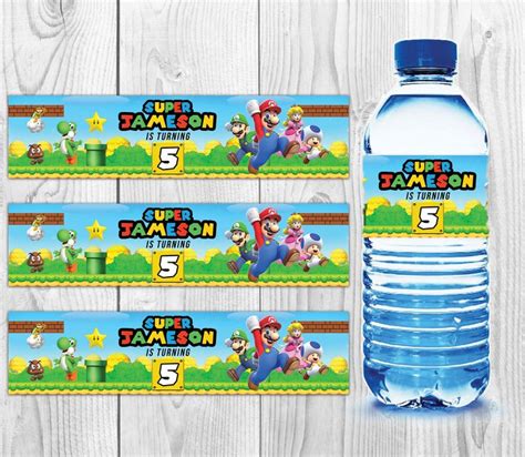 Super Mario Bros Water Bottle Labels