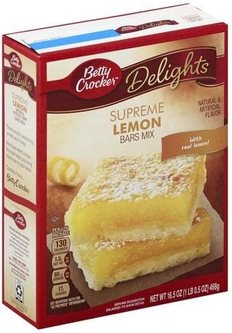 Betty Crocker Supreme Lemon Bars Mix - 16.5 oz, Nutrition Information ...