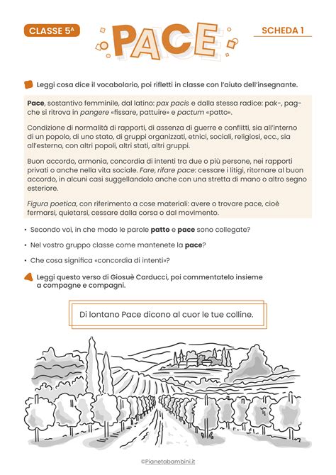 Schede Didattiche Sulla Pace Per La Scuola Primaria Pianetabambini It