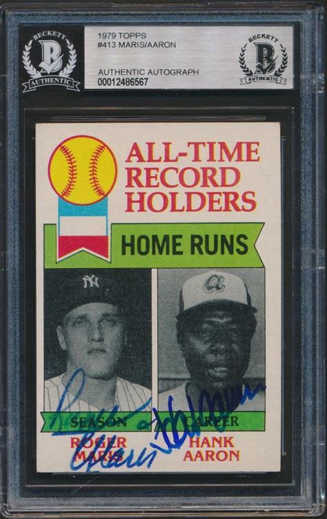 Roger Maris Hank Aaron Signed Topps Bgs Pristine Auction