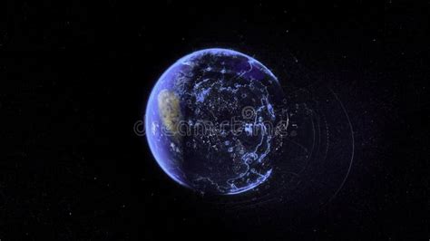 Abstract Animation of Digital Earth Globe Rotating with Digital Data ...