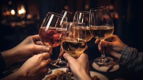 Premium Ai Image A Group Of People Toasting With Wine Glasses