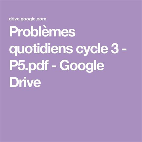 Problèmes quotidiens cycle 3 P5 pdf Google Drive em 2024