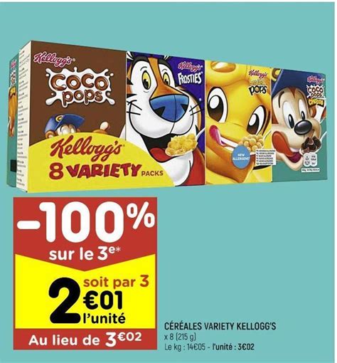 Promo Céréales variety kellogg s chez Leader Price