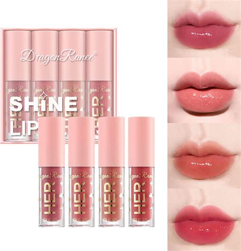 Amazon Pcs Shimmer Lip Gloss Set Plumping Liquid Nude Lipstick Set Moisturizing Lip Stain