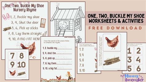 One Two Buckle My Shoe FREE Printable With Activities - Mommy the Homemaker