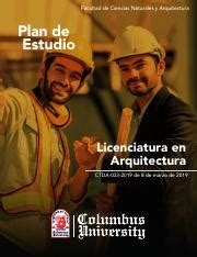 Plan De Estudio Licenciatura En Arquitectura At Columbus Course Hero