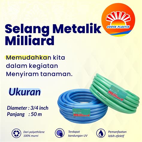 Jual SELANG AIR METALIK MILLIARD UKURAN 3 4 50 M Shopee Indonesia