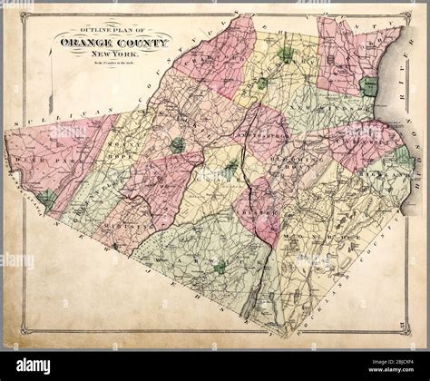 Prints Wall Décor Home And Living Genealogy Cornwall 1859 Old Map Homeowner Names Orange County