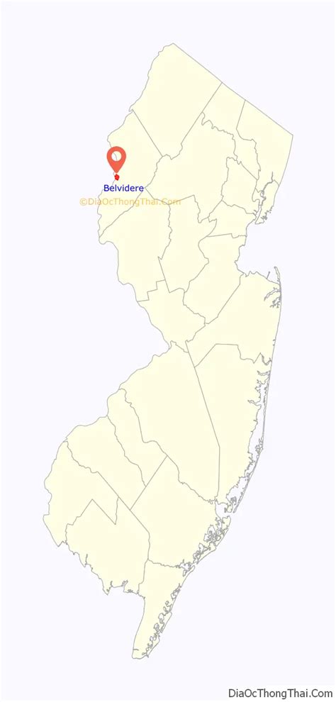 Map of Belvidere town, New Jersey