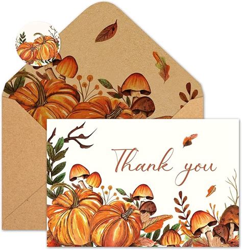 Amazon Whaline Pack Fall Thank You Cards Autumn Mushroom