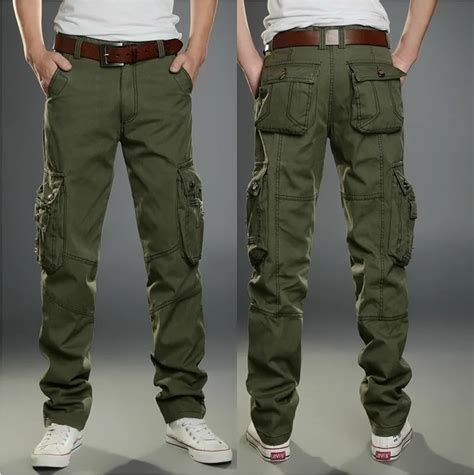 New Casual Men Cargo Pants Slim multi pockets Men Pants Three colors ...