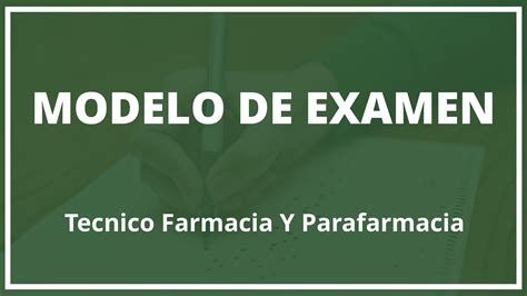 Examen Técnico Farmacia Y Parafarmacia PDF Modelo Resuelto Soluciones