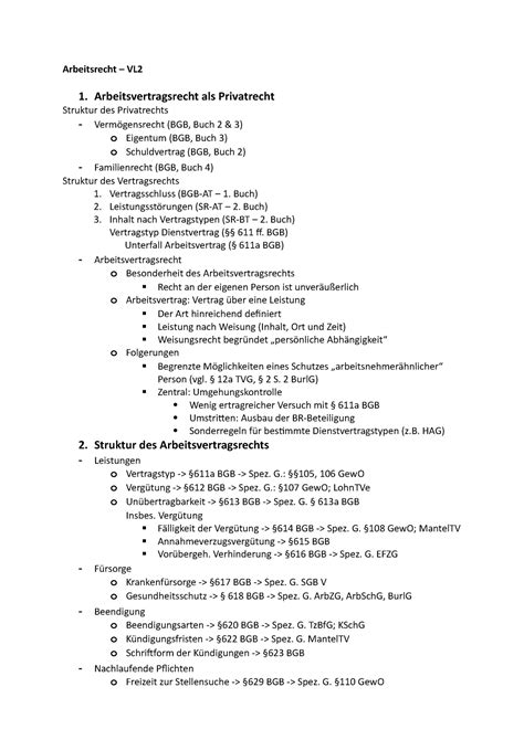 Arbeitsrecht VL2 Arbeitsrecht VL 1 Arbeitsvertragsrecht Als