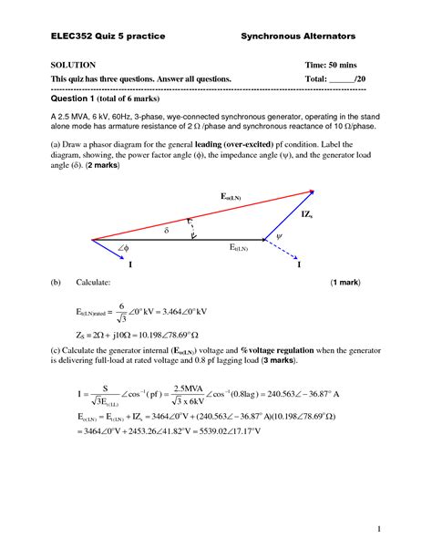 Solution Practice Synchronous Generators Studypool