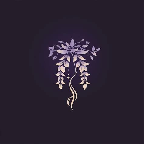 minimal  logo  wisteria vector floral icon  black background