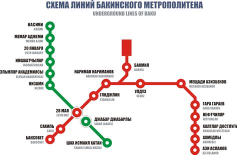 Подробная схема метро Баку —