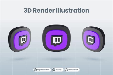 Premium PSD 3d Icon Twitch Social Media Logo Isolated Render