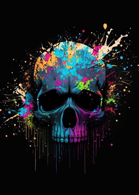 Colorful Skull Poster By Dervlexart Displate In Skull