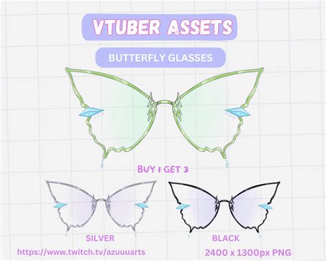 Vtuber Asset Green Butterfly Glasses Png Etsy