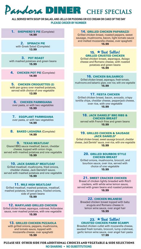 Williamstown Daily Specials | Pandora Diner, New Jersey Diners