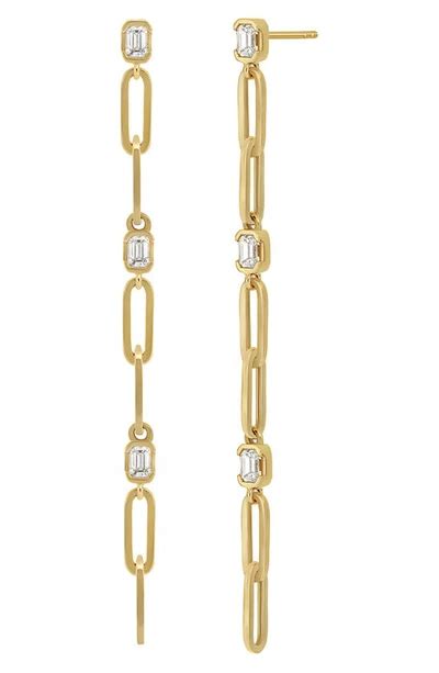 Bony Levy Varda Diamond Baguette Link Drop Earrings In 18k Yellow Gold