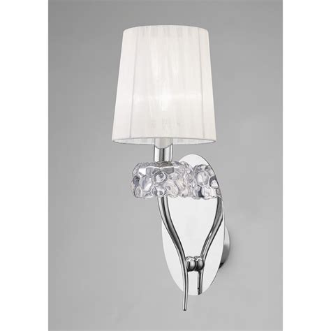 Mantra M4635s Loewe Single Light Switched Wall Fitting In Chrome Finish With White Shade N23026