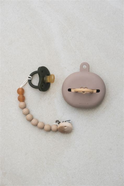 Hevea pacifier holder Sandy Nude - MommyBox Cyprus