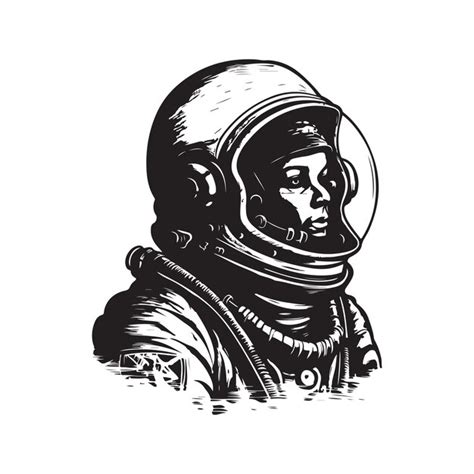 Astronauten Vintage Logo Line Art Konzept Schwarz Wei Handgezeichnete