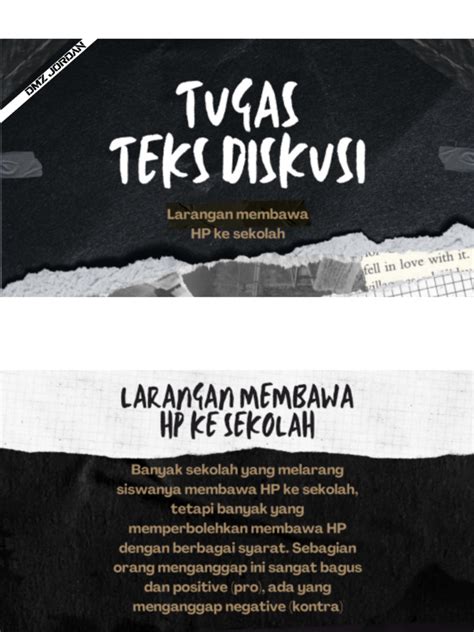 tugas teks diskusi larangan membawa hp  sekolah