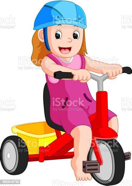 Very Cute Girl On Tricycle Stock Illustration Download Image Now