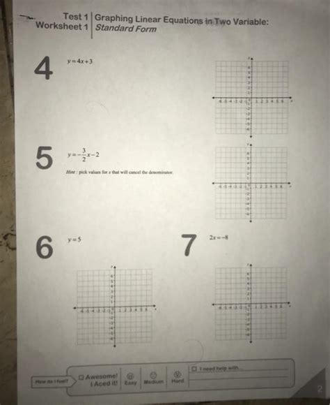 Graphing Linear Equations Using A Table Of Values Edboost Worksheets Library