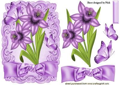 Pretty Purple Daffodils with Bow - CUP403758_415 | Craftsuprint