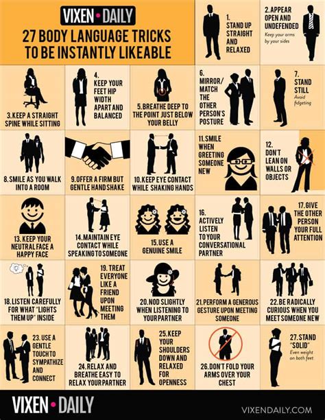 Body Language Tricks To Be Instantly Likeable Infographic 2