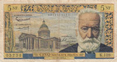 Banknote France Nf Victor Hugo Serial K