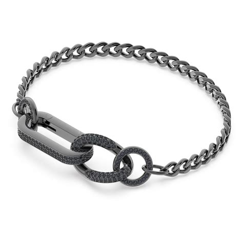 Dextera bracelet Pavé Mixed links Black Ruthenium plated Swarovski