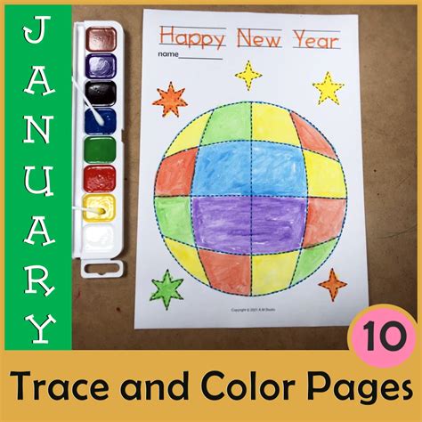 New Year Picture Tracing Worksheets For Pre K Pre Handwriting