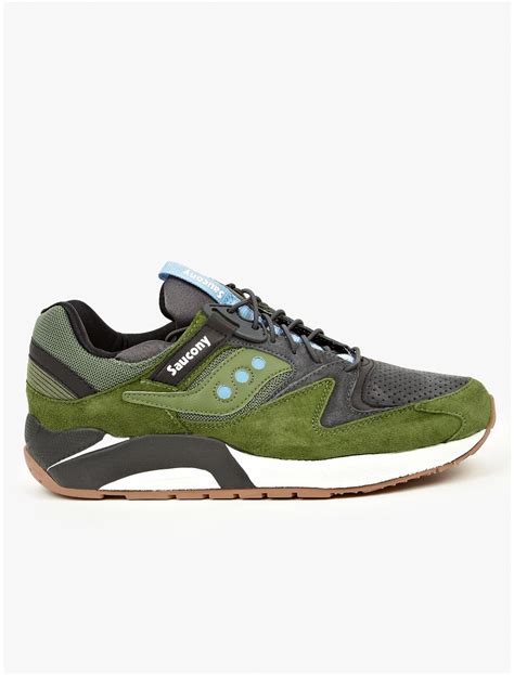 Saucony Mens Green Suede Grid Sneakers in Green for Men | Lyst