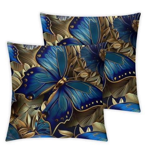 Ullo Ord Blue Butterfly And Printed Throw Pillow Cushion Covers Used