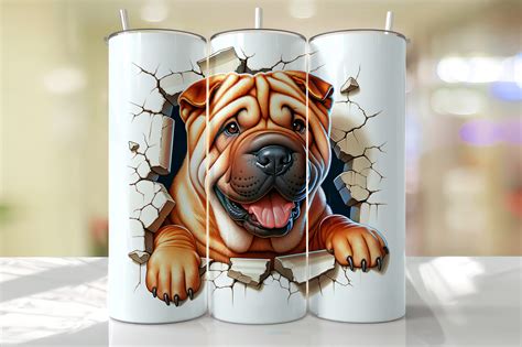 Chinese Shar Pei Peeking Tumbler Wrap Graphic By Thedigitalstore