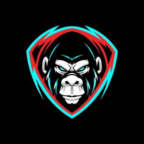 Logo Embl Me Esport Mascotte Gorille En Col Re Avec Couleur Glitch