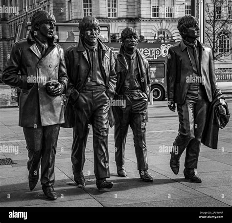 Liverpool United Kingdom 17 March 2019 Bronze Statue Of The Beatles