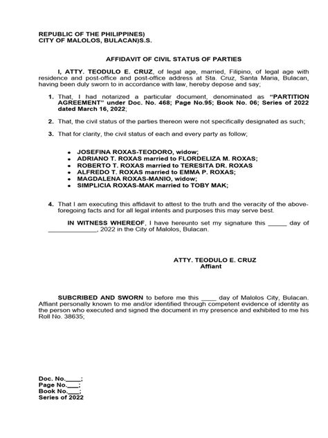 Affidavit Of Civil Status Pdf