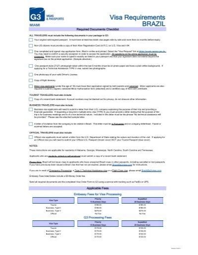 Brazil Visa Requirements G3 Visas And Passports