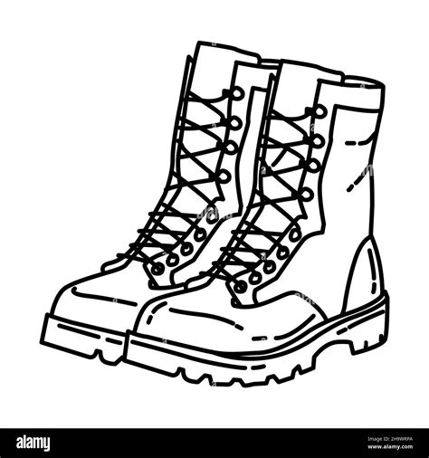 Military Combat Boots Drawing