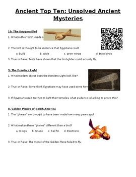 Ancient Top Ten: Unsolved Ancient Mysteries by Vagi's Vault | TPT 