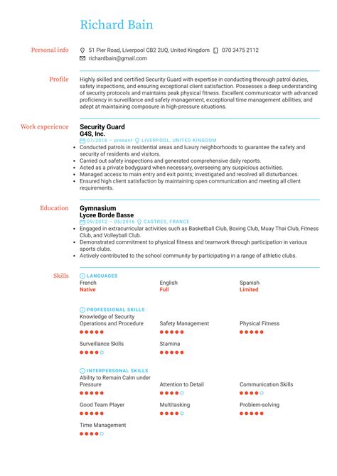 Security Guard Resume Example | Kickresume