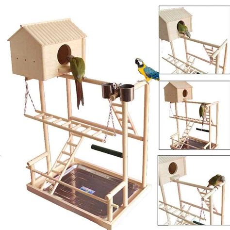 Pet Large Parrots Bird Playground Wood Perch Gym Stand Playpen Bird